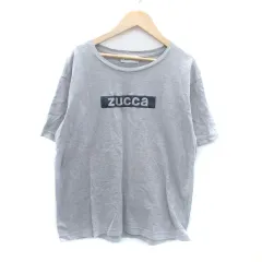 ズッカ zucca Tシャツ カットソー ラウンドネック 半袖 プリント M グレー 紺 ネイビー /HO22のサムネイル