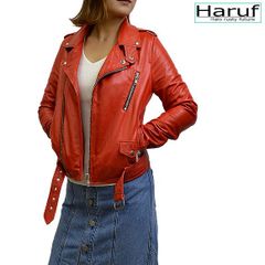 【送料無料】 ラムレザー ダブルライダースジャケット レザージャケット レディース 革ジャン 本革 ダブル ライダース 革ジャケット 皮ジャン ロック バイク 大きいサイズ レディース アウター TQP3789RED 秋冬 春 卒業式 入学式