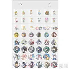 さえだ 缶バッジ収納ファイル 壁掛け ウォールポケット 48枚収納 大容量 缶バッジ アクリルキーホルダー ラバーストラップ 缶バッジディスプレイ 省スペース収納 缶バッジ収納ファイル 推し活 32mm/44mm/57mm/65mm/75mm 収納(缶バッジ収
