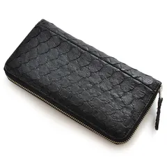 パイソン革ラウンドファスナーロングウォレット 1671P ブラック /蛇革長財布/金運/開運/男女兼用