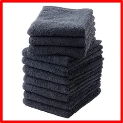 【匿名配送】ブラック 泉州タオル フェイスタオル 中厚手(320匁) 日本製 綿100% 吸水 業務用 同色10枚セット ブラック