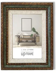 壁掛け ヴィンテージ アンティーク 卓上 レトロ 置き掛け兼用 縦横兼用 樹脂製 御洒落 額縁 額縁 フォトフレーム (写真L版 おしゃれ 写真立て Green) アンティーク風