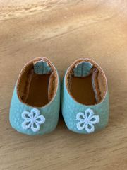 メルちゃんの靴　合皮　お花付きグリーン