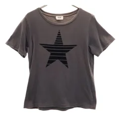 BEAMS HEART ビームスハート フロッキースター プリント 半袖 Tシャツ チャコール レディース 古着