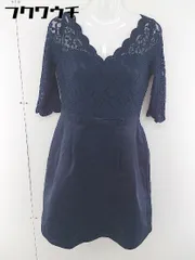 ◇ DRESS LAB ドレスラボ レース 切替 七分袖 膝丈 ワンピース サイズL ネイビー レディース  【中古】 【1111220011512】