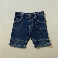 【110cm】00s old nike Denim Shorts / ナイキ　デニム　ショーツ　半ズボン　短パン　刺繍ロゴ