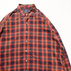 90's ラルフローレン タータンチェック コットン ボタンダウンシャツ (L) ビッグシャツ THE BIG SHIRT 90年代 アメリカ製 旧タグ オールド アメリカ古着 USED  ビンテージ ヴィンテージ