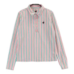 サイズ：M LECOQ GOLF ルコックゴルフ  長袖ポロシャツ ストライプ柄 ピンク系 [240101318558]# ゴルフウェア レディース ストスト
