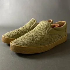 1h2 BOTTEGA VENETA ボッテガ ヴェネタ イントレチャート スリッポン スニーカー 42 カーキ レザー シューズ イタリア製 メンズ 男性用のサムネイル