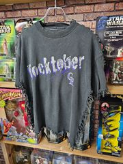 【US古着】Rocktober Remake T-Shirt | ロックトーバー 音楽 イベント フェス リメイク フリンジ 半袖 Ｔシャツ ブラック L