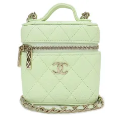 シャネル スモール バニティ ケース マトラッセ ココマーク チェーン ショルダーバッグ 斜め掛け キャビアスキン レザー ライトグリーン 緑 ライトゴールド金具 AP2503 CHANEL（未使用　展示品）