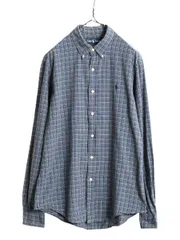 【お得なクーポン配布中!】 90s ラルフローレン チェック 長袖 ボタンダウン シャツ メンズ L / 古着 90年代 オールド ポロ コットン ワンポイント 長袖シャツ BD 薄手