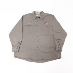 ARAMARK アラマーク 長袖 ワークシャツ 企業ロゴ 刺繍 グレージュ系 2XLL