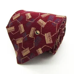 ランセル ブランド ネクタイ シルク 小紋柄 総柄 伊製生地 ハンドメイド メンズ レッド LANCEL 【中古】