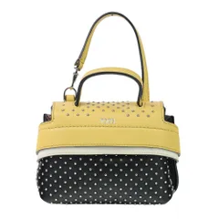 美品 TOD'S トッズ スタッズ マイクロウェーブバッグ 2way ハンドバッグ ショルダーバッグ MW38 イエロー×ブラック レディース 古着 中古 USED