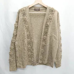 ◇ ⊇ axes femme アクシーズファム レース 長袖 ニットカーディガン サイズM ブラウン レディース E  【1412090046377】