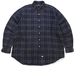 90s ラルフローレン チェック ボタンダウン コットンシャツ XL★91 特大 オールド ロゴ刺繍 ライトネル オーバーサイズ ビッグサイズ