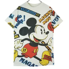ディズニーDisneyキャラクターTシャツキャラ物ミッキーMickey総柄デカプリント大判プリント白ホワイト黒ブラック赤レッドvintageヴィンテージ40308
