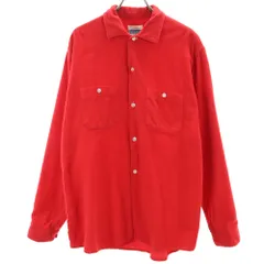 Pennleigh 60s レーヨン ボックスシルエット 長袖 ネルシャツ M レッド系 Pennleigh オールド ヴィンテージ メンズ