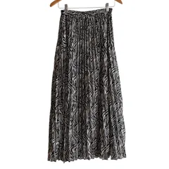 Z1539 【新品タグ付き】ur’s ユアーズ ゼブラ柄プリーツスカート モノトーン アニマル柄 レディース Mサイズ