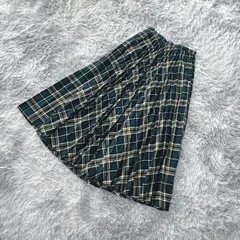 【良品】niko and...  ニコアンド  ロングスカート【F】アメカジ  プリーツ  チェック柄  総柄  緑系  グリーン  【送料無料】