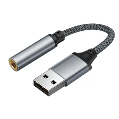 USB Cイヤホンジャック変換USB C-3.5 mmイヤホン変換アダプターDAC搭載24 bit/96 KHz対応TRRS/4極ナイロン編み音量調節/通話/音楽対応iPad Pro/Android/Type Cなど機器対応（シルバー）