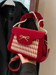 レディース バッグ 赤色  トートバッグ ショルダーバッグ 斜め掛け 小型 クロスボディ 結婚式 伴娘用 新婦用 バッグ M250310-2729