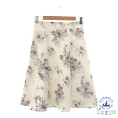 【訳アリ】 Apuweiser-riche アプワイザーリッシェ スカート ひざ丈スカート Ａライン フレア レディース ホワイト ラベンダー 花柄 2 日本製901-7612 送料無料 古着