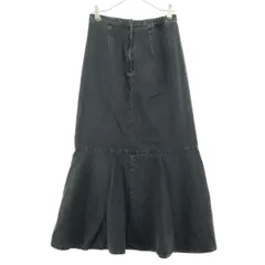 LOWRYS FARM ローリーズファーム ロング丈 裾フレア デニムスカート L ブラック レディース 古着