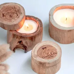 Candle Fu アロマキャンドル ソイワックス ソイキャンドル Mサイズ ポーチ付 大豆 天然木箱入り タイ製