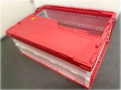 【来店引取限定】【中古】【5個】折りたたみ コンテナ オリコン フタ一体型 30L ボックス 収納ボックス 366mm×530mm×H232mm