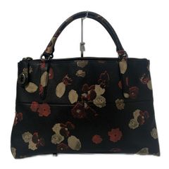 COACH(コーチ) ハンドバッグ - 33608 黒×ボルドー×ベージュ 花柄  