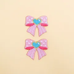 COLORFUL CANDY STYLE 新品  ワッペン ハートリボン ピンク 2個セット 子供用 ワッペン アイロン アップリケ 幼児 子供 かわいい おしゃれ 小学校