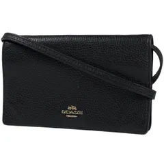 コーチ COACH ロゴ ショルダー ウォレット 斜め掛け 札入れ 小銭入れ 長財布 レザー ブラック F54002 レディース 【中古】