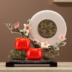 柿 かき 置物 オブジェ オーナメント 豪華 装飾 オレンジ 芸術 風水縁 起物 贈り物 プレゼント 樹脂素材 高級感 運 開運 商売繁盛