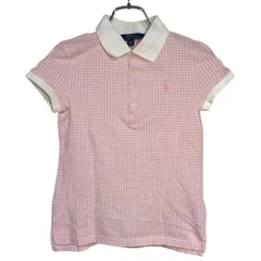 C322 【美品】 POLO RALPH LAUREN ポロ ラルフローレン シャツ 半袖 ピンク チェック ホワイト キッズ ガールズ 女の子 6