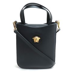 VERSACE ヴェルサーチ メデューサ スクエア ハンドバッグ 2Wayショルダーバッグ ブラック 1011777 ICチップ レディース 中古 美品