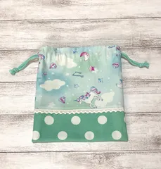 コップ袋　ハンドメイド　ユニコーン　ゆめかわ　巾着　ペガサス　ミントグリーン　女の子