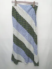 ◇ ⊂ IENA イエナ 総柄 ロング丈 フレア スカート サイズ40 ブルー　マルチ レディース P  【1410230018680】