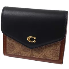 コーチ COACH C3156 B4NQ6 ウィン カラーブロック シグネチャー 三つ折り財布 スモール ウォレット タン ブラック レディース Colorblock Wyn Small Wallet C3156-B4NQ6