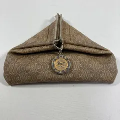 ✨極美品✨　CELINE コインケース　小銭入れ　マカダム　トリオンフ　タッセル 美品 セリーヌ 馬車金具 トライアングルコインケース マカダム