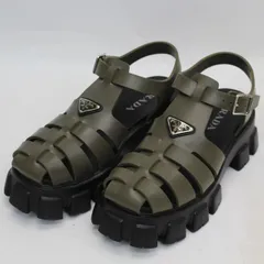 【人気/最終値下げ】PRADA モノリス　ラバーサンダル　カーキ PRADA モノリスラバーサンダル