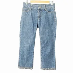 エポカ EPOCA デニムパンツ ジーンズ ジーパン サブリナ クロップド ビジュー 裾装飾 ストレッチ インディゴ 38 1213のサムネイル