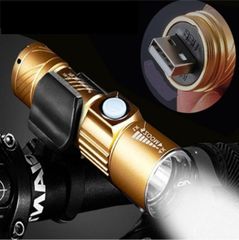ホルダー付き☆サイクリング &アウトドア USB充電 懐中電灯 led 強力 防水 金