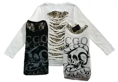 【新品・タグ付】M.K.R Y2K グランジ レオパード×スカルカットソー（白・黒）