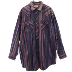 SERGIO VALENTE 80s ヴィンテージ ストライプ 長袖 ウエスタンシャツ 2LT パープル系  メンズ 【中古】  【230830】