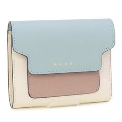 ★【MARNI / マルニ】折財布 財布 ライトブルー×ブラウンベージュ×クリーム (PFMO0052U8 LV520 Z606M AQUA MARINE/NATURAL/TALC) 23SS [新品] [訳あり2]