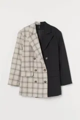 新品 ユニセックス H ＆ M ツートン チェック ジャケット あすら ダブルジャケット