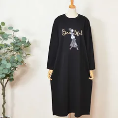 ロングワンピース M〜L プリント 体型カバー 大人カジュアル 長袖