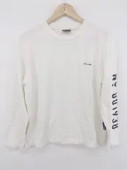 ◇ Columbia コロンビア ロゴ プリント 長袖 Tシャツ カットソー サイズS ホワイト系 メンズ E  【1307250033116】